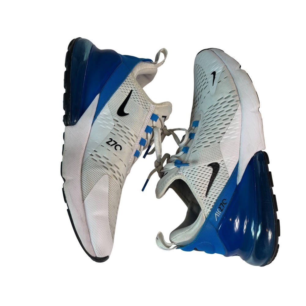 Nike Air Max 270 White Blue Mens Sneakers AH8050-110 Size 10
